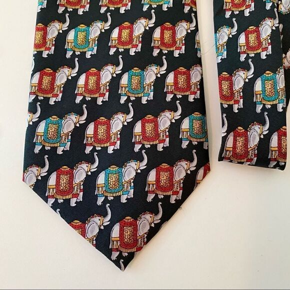 Vintage Louie Silk Tie Elephants on Parade - Picture 1 of 3